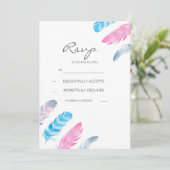 Boho Veren Waterverf Bruiloft RSVP Kaarten (Staand voorkant)