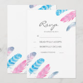 Boho Veren Waterverf Bruiloft RSVP Kaarten (Voorkant / Achterkant)