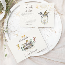 Boho verhalenboek Dragon Baby shower boeken voor B Informatiekaartje