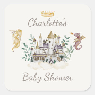 Boho verhalenboek Dragon Baby shower Favor Vierkante Sticker