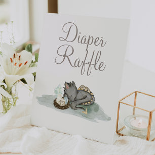 Boho verhalenboek Dragon Baby shower Luier Raffle Reclamebord Met Voetstuk