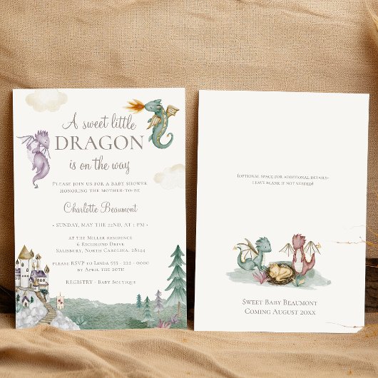 Boho verhalenboek Dragon Sweet Little Baby shower Kaart