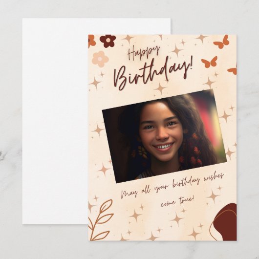 Boho Verjaardag Fotokaart (Voorkant / Achterkant)