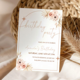 Boho Verjaardag Nodig Pampas Grass Verjaardag Kaar Kaart