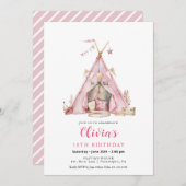 Boho verjaardag Tiener meisje Slumber Party uitnod Kaart (Voorkant / Achterkant)