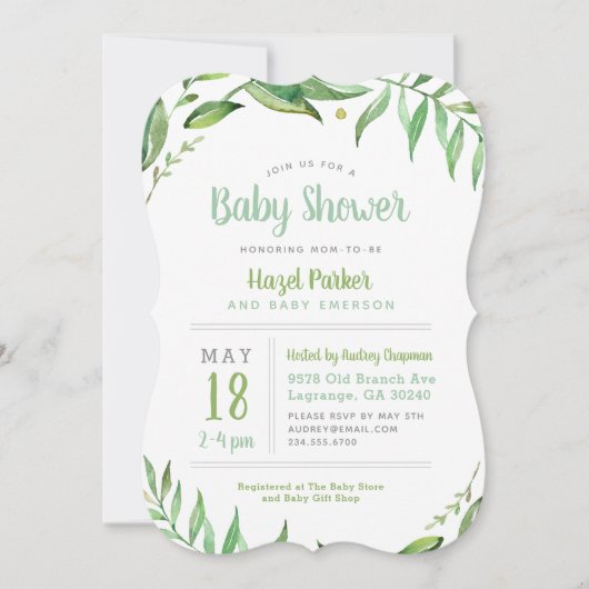 Boho verlaat Baby shower Invitation Kaart (Voorkant)