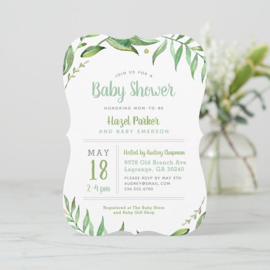 Boho verlaat Baby shower Invitation Kaart (Staand voorkant)