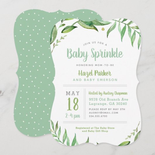 Boho verlaat Baby Sprinkle Uitnodiging (Voorkant / Achterkant)