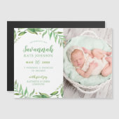 Boho verlaat magnetische fotogeboorteaankondiging magnetische uitnodiging (Voorkant / Achterkant)