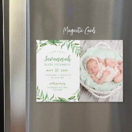 Boho verlaat magnetische fotogeboorteaankondiging uitnodiging