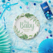 Boho verlaat persoonlijk Baby shower Papieren Bordje (Feest)