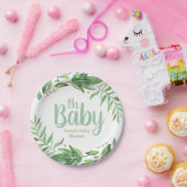 Boho verlaat persoonlijk Baby shower Papieren Bordje (Feest)