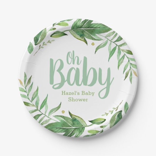 Boho verlaat persoonlijk Baby shower Papieren Bordje (Voorkant)