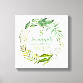 Boho verlaat persoonlijke Baby geboortestaten Canvas Afdruk