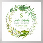 Boho verlaat persoonlijke Baby geboortestaten Poster (Voorkant)