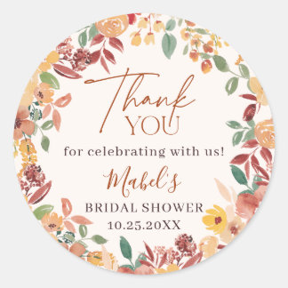 Boho Verliefd Geschilderde Bloemen Bedankt Ronde Sticker
