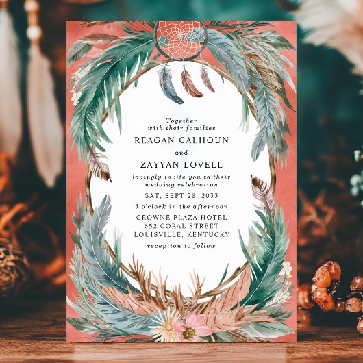 Boho-verlovingsfeest met dromenvanger kaart