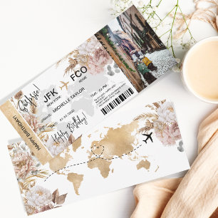 Boho Verrassing Verjaardag Boarding Pass Trip Tick Kaart