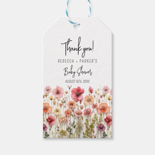 Boho verse Bloemen Baby Shower  Cadeaulabel (Voorkant)