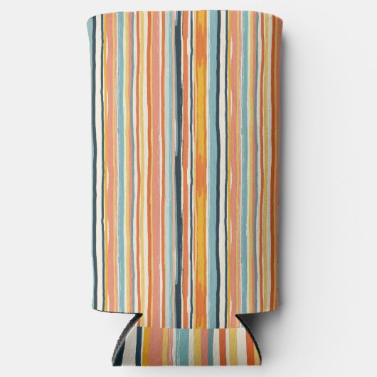 Boho Verticale Streep Seltzer Blikjeskoeler (Voorkant)