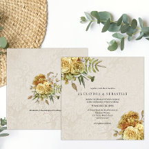 Boho vervaagd gele rozen land bruiloft