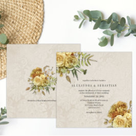 Boho vervaagd gele rozen land bruiloft