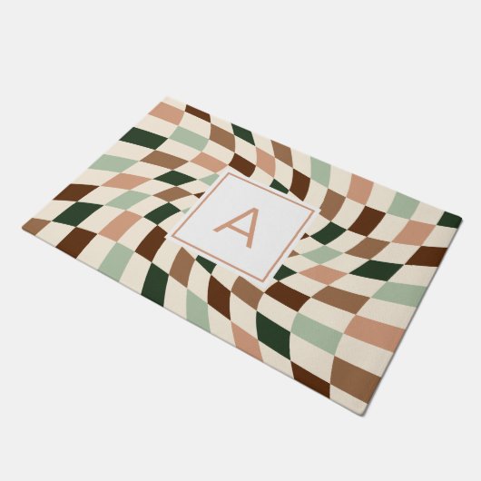 Boho Vervormd Dambord Monogram Deurmat (Schuin)