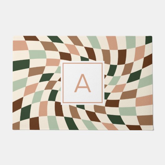 Boho Vervormd Dambord Monogram Deurmat (Voorkant)