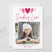 Boho Verzenden Liefde Roze Foto Valentijnsdag Feestdagenkaart (Voorkant)