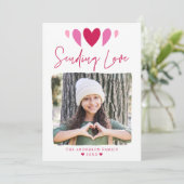 Boho Verzenden Liefde Roze Foto Valentijnsdag Feestdagenkaart (Staand voorkant)