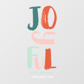 Boho vet script Gelukkig kerstfeest letters Raamsticker (Vel)