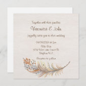 Boho vether rustige trouwuitnodiging kaart (Voorkant / Achterkant)