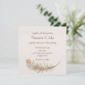 Boho vether rustige trouwuitnodiging kaart (Staand voorkant)