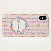 Boho vether waterverf art name roze hoesje (Achterkant (horizontaal))