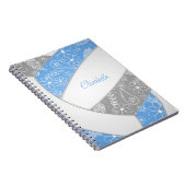 Boho vethers paisleuzen blauw grijs volleybal notitieboek (Rechterzijde)