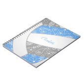 Boho vethers paisleuzen blauw grijs volleybal notitieboek (Linkerzijde)