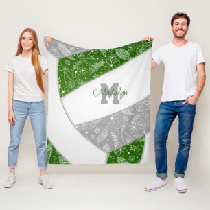 Boho vethers patroon groen grijs volleybal fleece deken