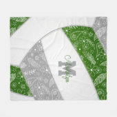 Boho vethers patroon groen grijs volleybal fleece deken (Voorkant (Horizontaal))