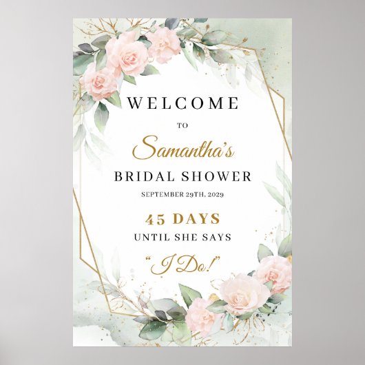 Boho vetplant eucalyptus Bruidsfeest aftellen Poster (Voorkant)