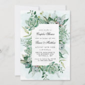 Boho Vetplant Groene Kleur Bruiloftsinvitatie (Voorkant)