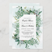 Boho Vetplant Groene Kleur Bruiloftsinvitatie