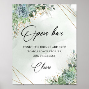 Boho vetplanten eucalyptus goud open bar bord poster
