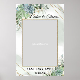 Boho vetplanten eucalyptus gouden huwelijksfotopro poster