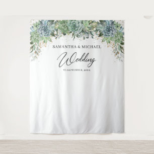 Boho vetplanten eucalyptus gouden lijst bruiloft wandkleed