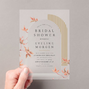 Boho Vibe Arch Autumn Leaves Bridal Acryl Uitnodigingen