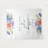 Boho Vibrant Bloemen Grote Teken Tapestry Wandkleed (Voorkant (horizontaal))