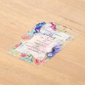 Boho Vibrant  Flowers Flat Invitation Frame Acryl Uitnodigingen (Laagn)