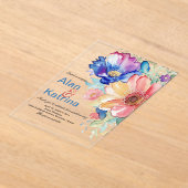Boho Vibrant Flowers Invitation Acryl Uitnodigingen (Laagn)