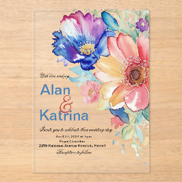 Boho Vibrant Flowers Invitation Acryl Uitnodigingen