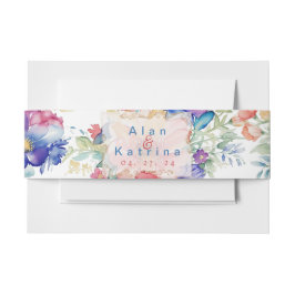 Boho Vibrant Flowers Uitnodiging Belly Band Uitnodigingen Wikkel